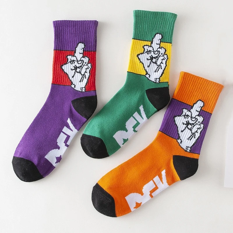 Men's socks personality hip hop men's skateboard socks fashion funny European and American street skateboard socks Men's socks personality hip hop men's skateboard socks fashion funny European and American street skateboard socks