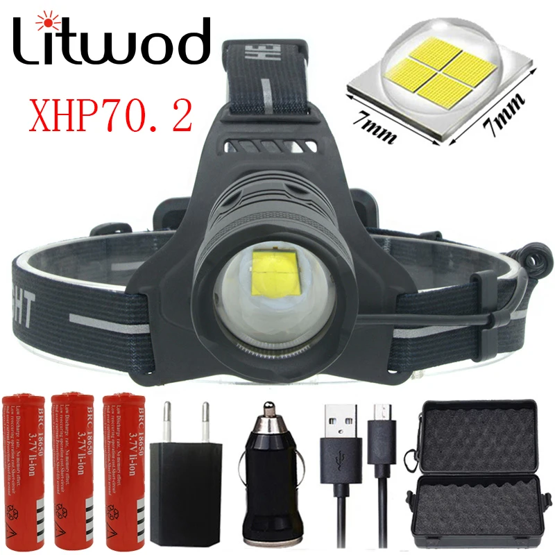 2808 Оригинальный светодиодный налобный фонарь Z40 XHP70.2 32 Вт с высоким зумом 42920 лм
