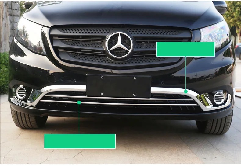 Lsrtw2017 abs передняя противотуманная фара отделка переднего бампера планки для mercedes benz vito w447