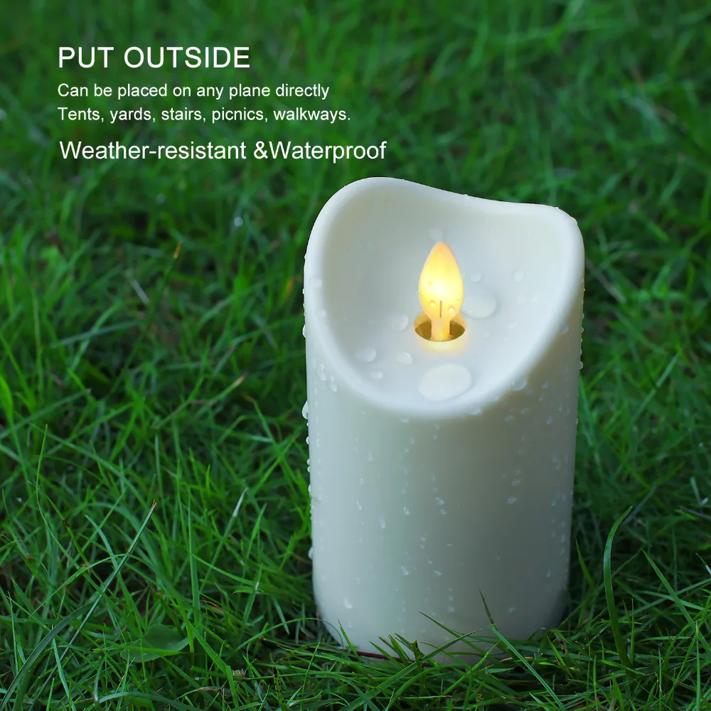 Outdoor Candle Waterproof Candle 2D Dancing Flame Flickering Candle