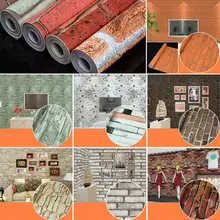 Высокое качество ПВХ красный синий белый промышленные рулонные обои кирпичная стена каменная текстурированная настенная бумага