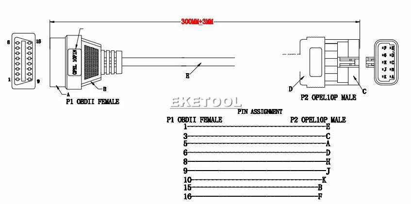 Opel 10Pin OBD OBD2 соединительный кабель работает для Vauxhall/Opel, opcom диагностический адаптер Opel 10 Pin для OBDII 16 Pin Female