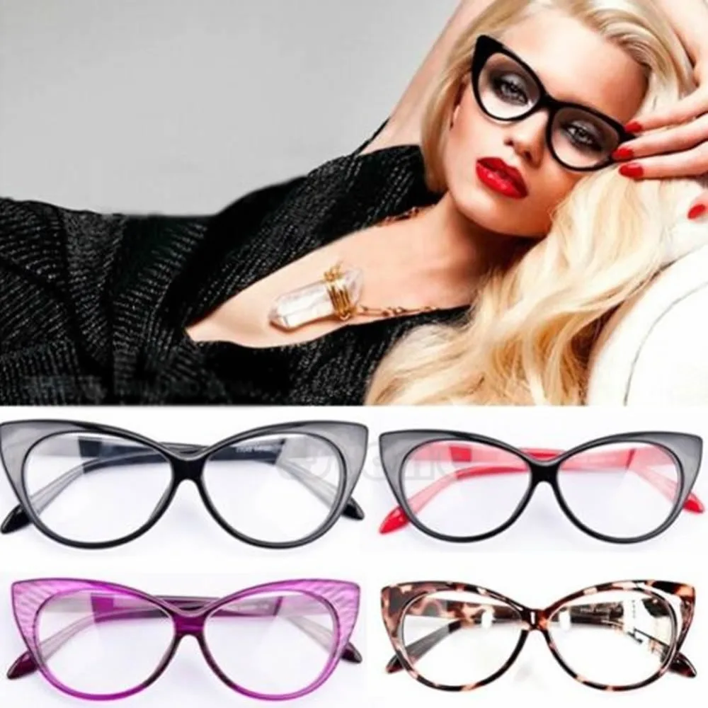 60s Cat Eye Oversized Vintage Retro Women Fashon Frame Clear Lens Eye Glasses