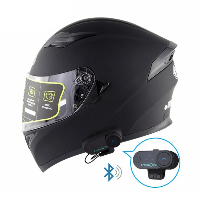 

DOT Motorcycle Bluetooth Helmet Double Lens Full Face 800m Intercom Headset Waterproof FM Radio Motocross Street Bike Racing