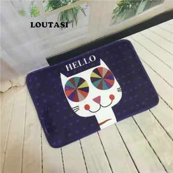 

LOUTASI Modern Flannel Door Mats Lovely Cat Printed Carpets Anti-slip Floor Mat Kitchen Living room Outdoor Rugs Animal Doormat