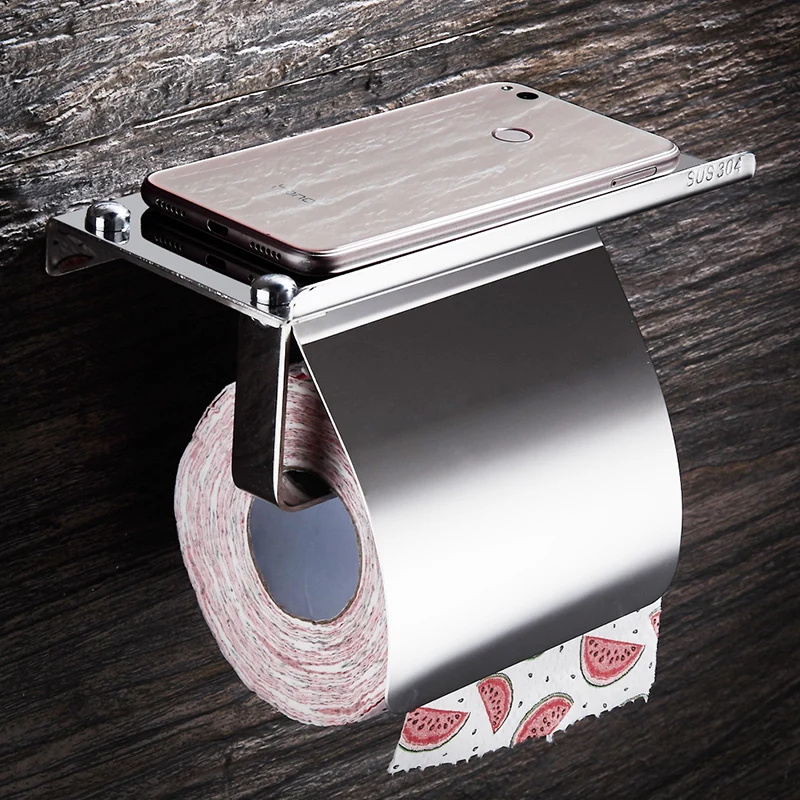 Настенный держатель для туалетной бумаги, держатель для туалетной бумаги из нержавеющей стали, держатель для рулонной бумаги с телефонной полкой