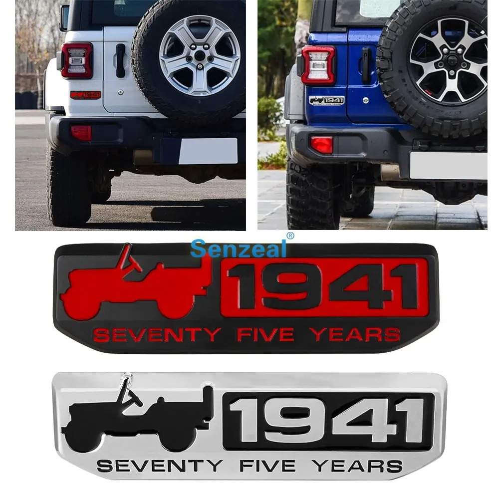 

SENZEAL Universal Digital Car Stickers Emblem 3D Metal Badge Cars Logo Decor 1941 Black Silver Emblems Ornament Car Accessories