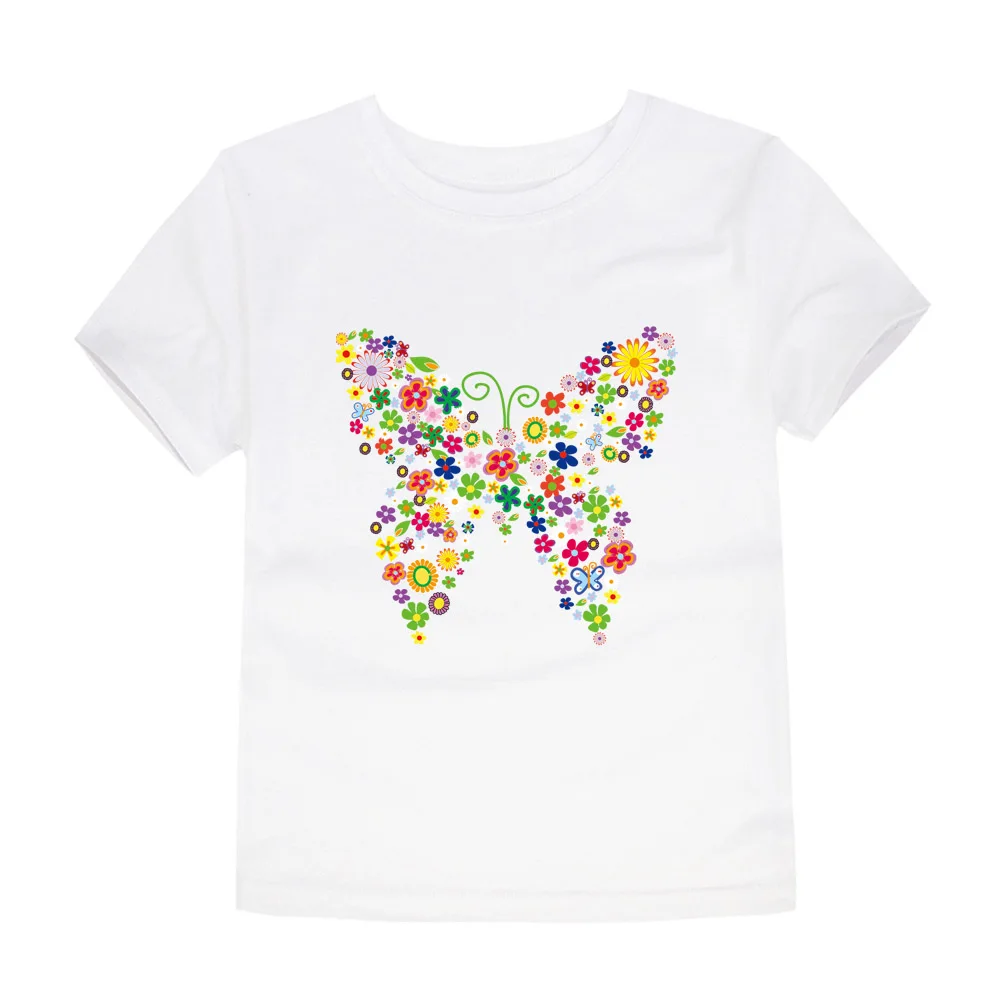 Г. Новые летние брендовые футболки для маленьких девочек Детские футболки с бабочками и цветами детские летние топы с цветочным рисунком для девочек, футболка для девочек - Цвет: TTTM11
