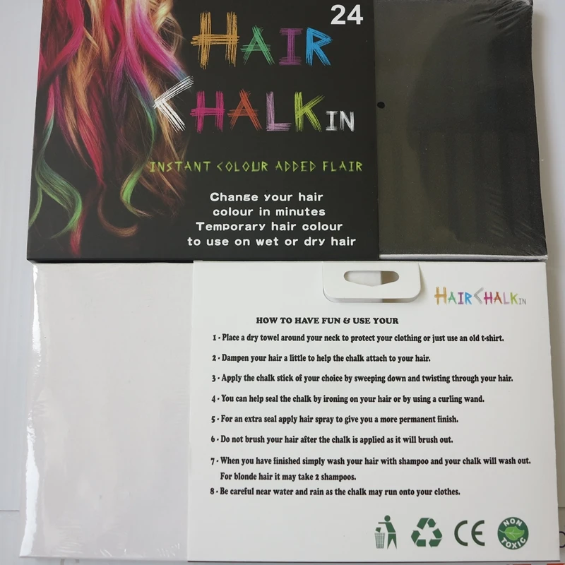 HARMONY 1 SET 24 Colors Non-toxic Temporary Square Hair Color Chalk Hair Dye Color Pastels Stick DIY Styling Tools