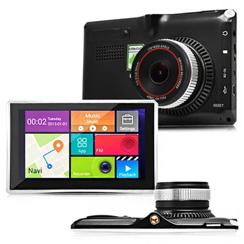 

5 Inch Android 4.4 Quad Core Car DVR With GPS Navigator Wifi Rearview Mirror Recorder 1080P DVR GPS Navigation Dash Cam Free Map