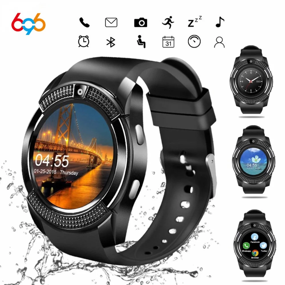 696 Smart V8 Часы Bluetooth Smartwatch перчатки для сенсорного экрана часы с Камера/слот sim-карты, Водонепроницаемый Смарт-часы