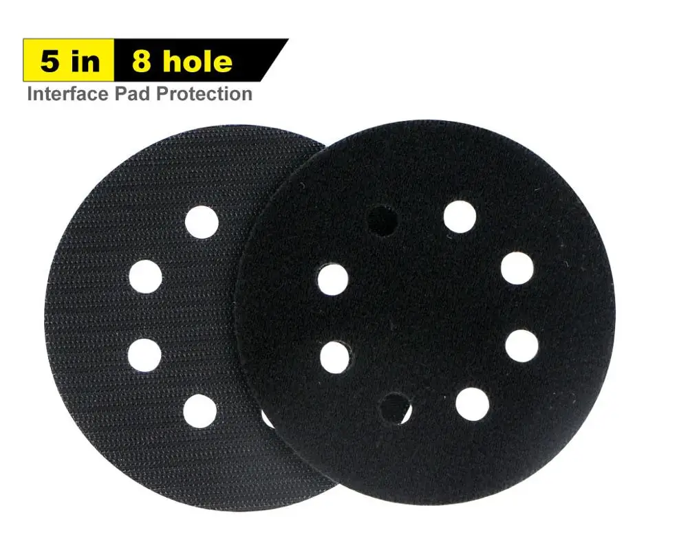 

2Pcs 5 Inch 8 Holes Interface Pad Protection Disc Black - Hook and Loop