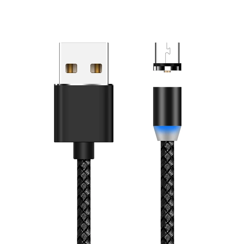 KingFriend Magnetic USB Cable Fast Charging USB Type C Cable Magnet Charger Data Charge Micro Cable Mobile Phone Cable USB Cord - Цвет: For micro Black