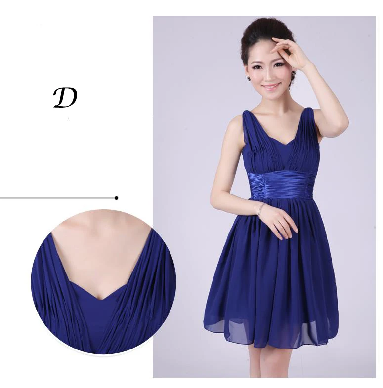 2014 nouveau court de demoiselle d\u0027honneur robe bleu royal en mousseline de soie pour adultes chérie robes pour prom party plus size robe de mariée robes