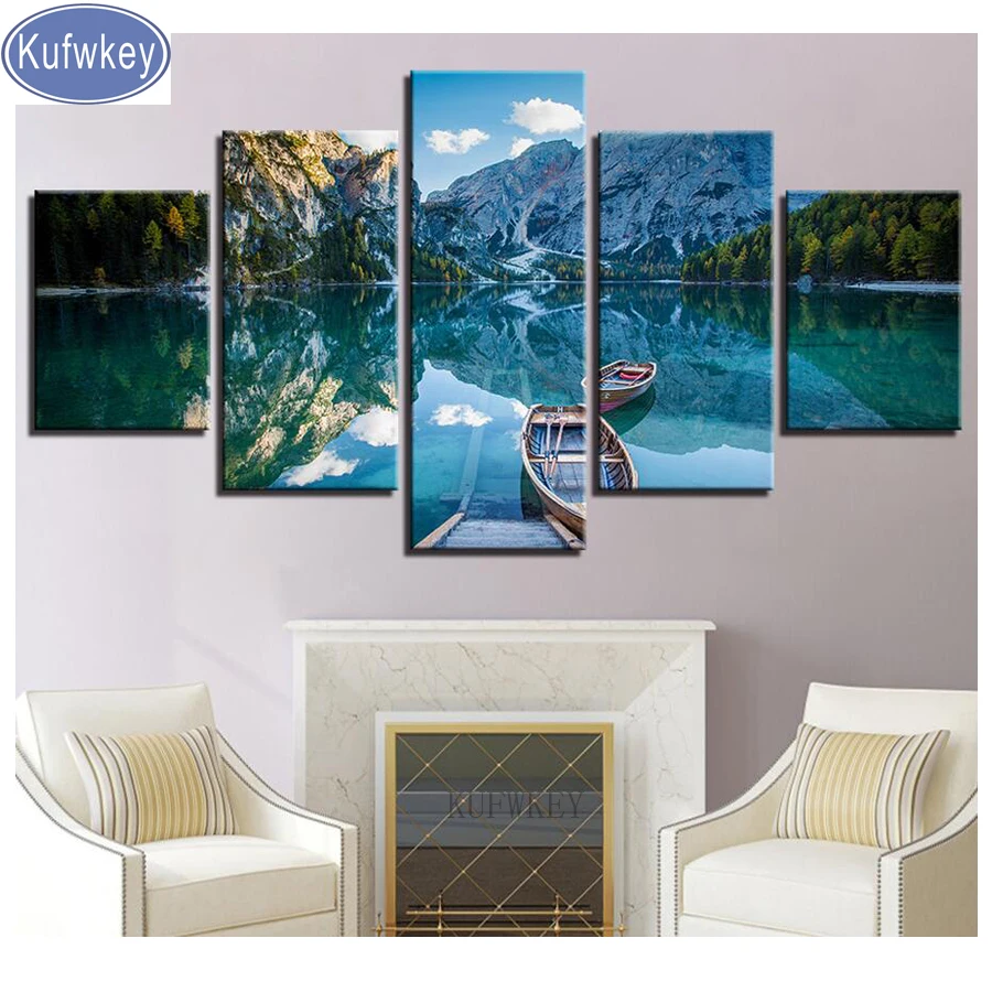 

Rhinestone mosaic painting Full Round/square diamonds 5d diy Diamond Painting Kufwkey 5 Pieces"boat"3d Embroidery cross-stitch