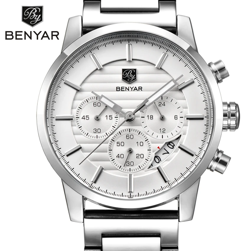 Vente BENYAR 2019 Hommes Montres Marque De Luxe Hommes Militaire Montres Complet Acier Hommes Sport quartz Montre Étanche Relogio Masculino