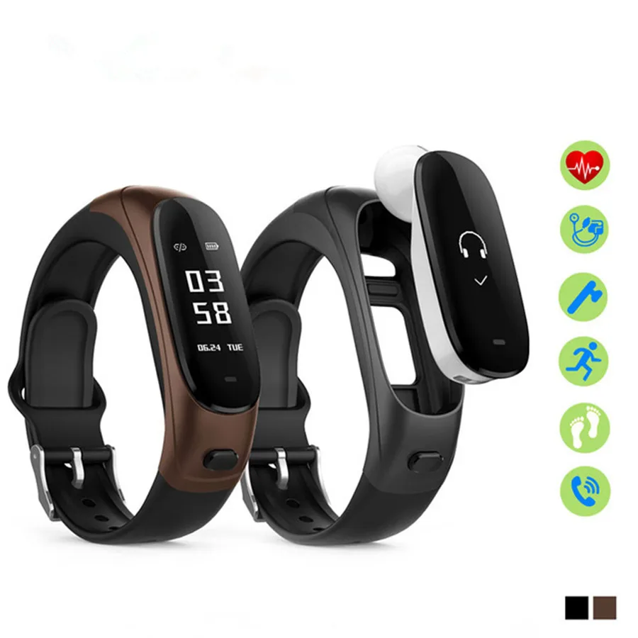 

Newest V08 Wireless Earphone Smart Band 2 in 1 Bluetooth Headset Wristband Heart Rate Blood Pressure Monitor Smart Bracelet