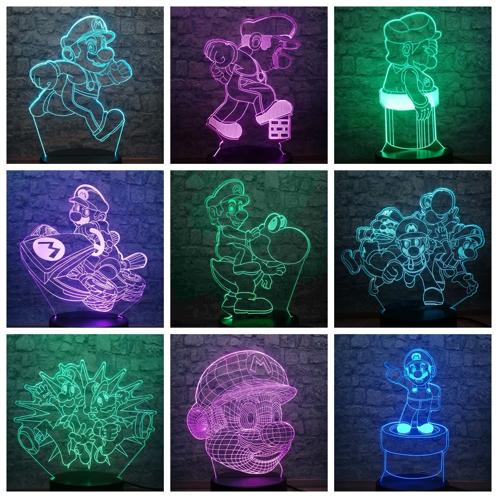 Дропшиппинг Супер Марио Yoshi 3D светодиодная USB лампа мультяшная игра фигурка