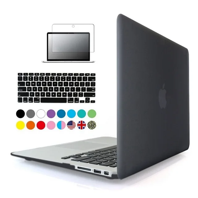 3 в 1 матовый Жесткий Чехол для ноутбука Apple macbook Air Pro retina 11 12 13 15 дюймов протектор для Mac book 11,6 13,3 15,4 Touchbar - Цвет: Black