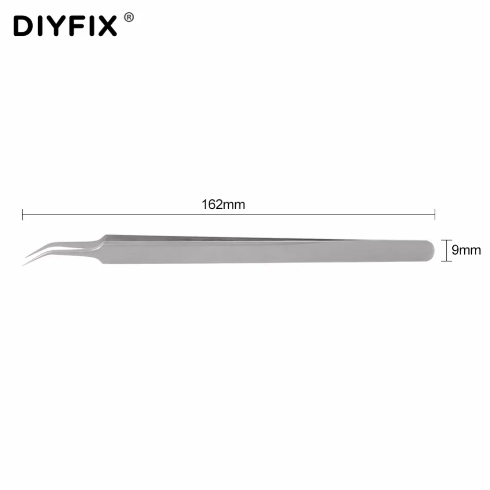 DIYFIX Ultra Precision нержавеющая сталь tweezers изогнутые щипцы-пинцет с тонким наконечником