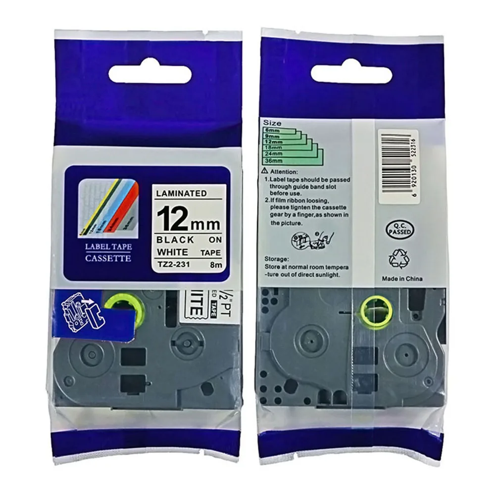 

Free shipping compatible P-touch tze tape Tze231 12mm black on white Tz-231 brother label printer tape maker