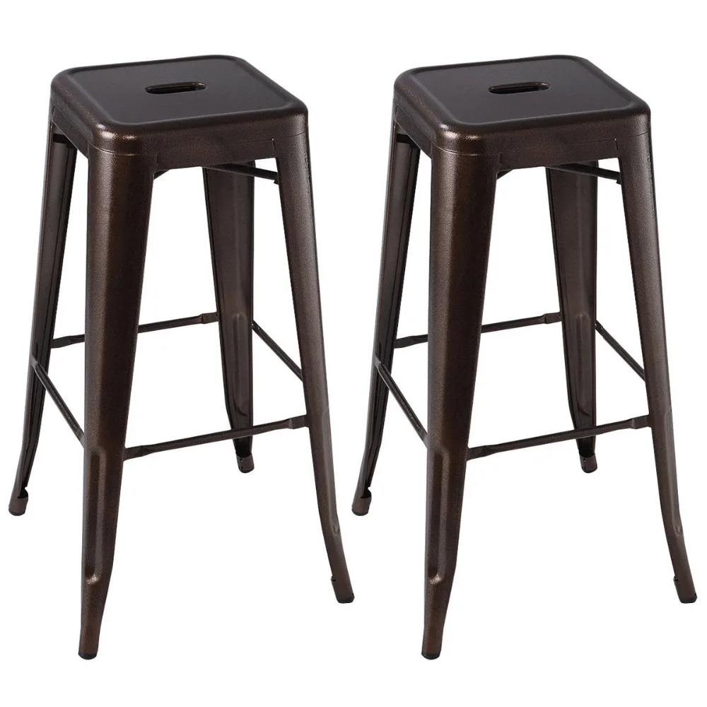 Set of 2 Metal Steel Bar Stools Vintage Antique Style Counter Bar Stool 5 Color HW50186