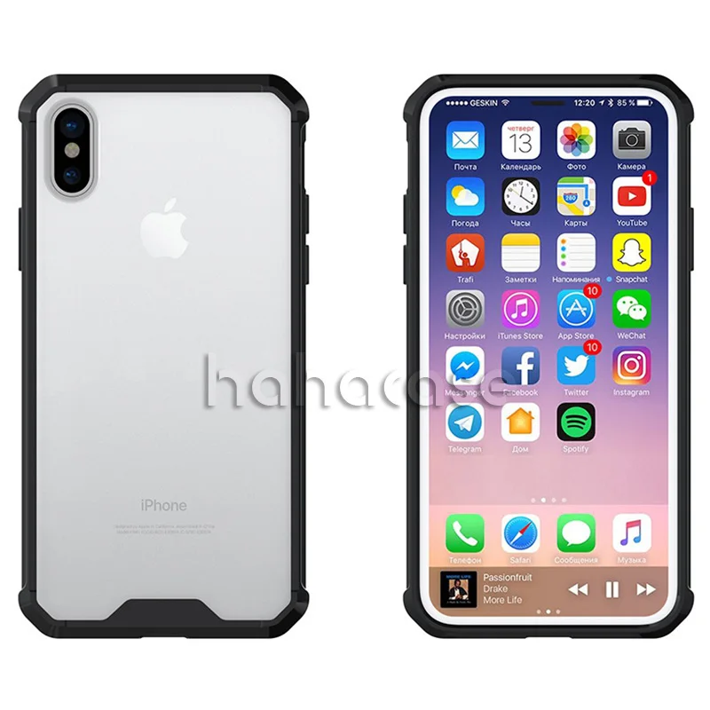 50 шт. прозрачный противоударный акриловый чехол для iPhone XS Max XR X 8 7 Plus 6 6 S гибридный мягкий силиконовый каркас Жесткий ПК прозрачный чехол