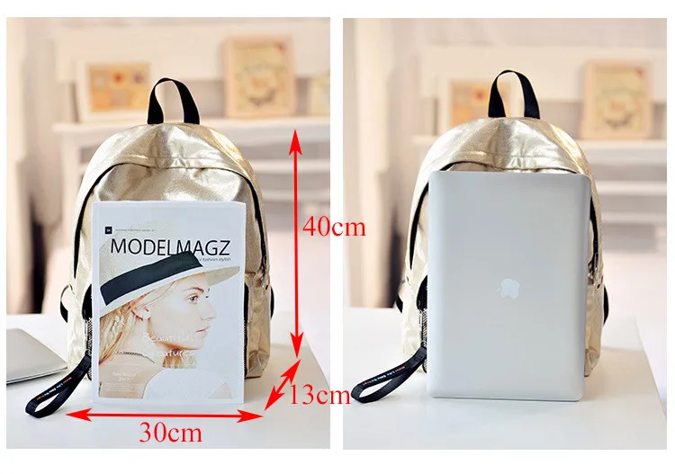 MJ Unisex Backpack Fashion Metallic Female Backpacks Casual Daypack Large Travel Bag Big Holographic Backpack Cool School Bags (2)