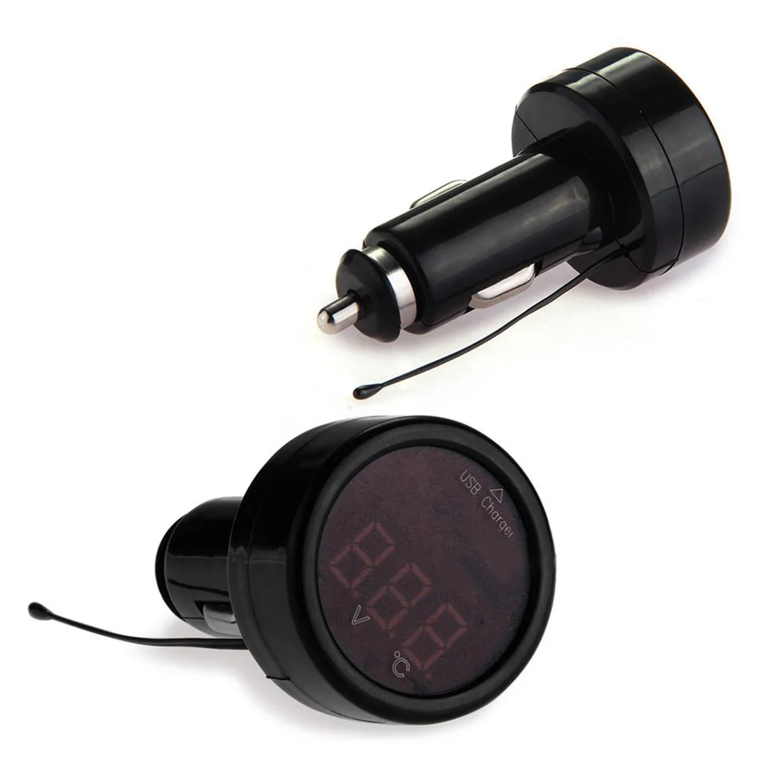3in1 Cigarette Lighter Digital LED Voltmeter Thermometer Universal Car USB Car Charger Adapter
