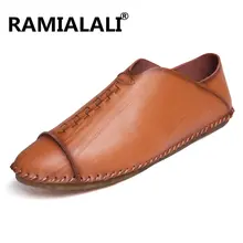 Ramialali/весенние туфли из натуральной кожи высокого качества; мужские модные лоферы на плоской подошве; мужские туфли без застежки для вождения; брендовая мужская обувь