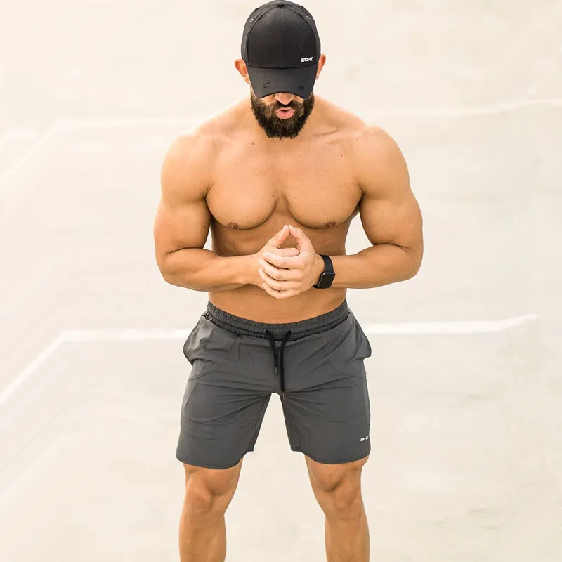 Summer Mens Run Jogging Shorts Gym Fitness Bodybuilding Workout Sports Sportswear Male Short Pants Knee Length Beach Sweatpants