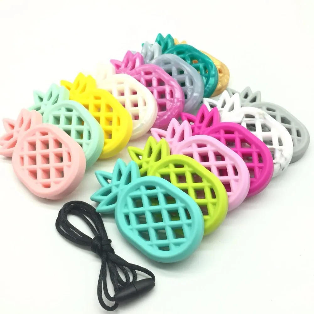 

10PCS BPA Free Silicone Pineapple Teether Pendant Food Grade Silicone Material Baby Teething Chew Beads Ananas Shower Gift Baby
