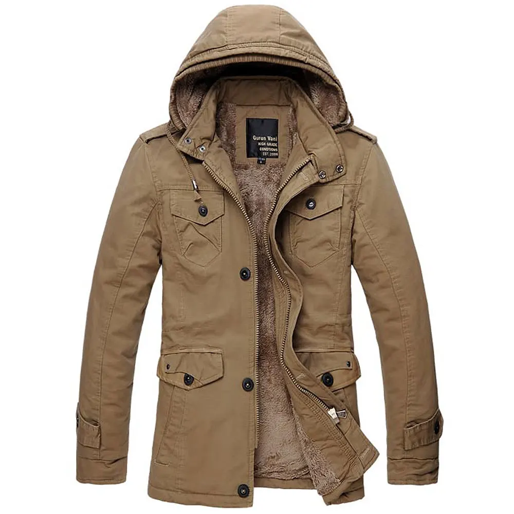 Дизайн, мужская хлопковая куртка с капюшоном, зимнее пальто с хлопковой подкладкой, верхняя одежда, повседневные куртки, пальто, опт и розница, Азия S-6XL - Цвет: Style1 Khaki