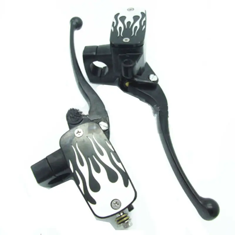 

Motorcycle 7/8" 22mm Flame Handlebar Hand Control Reservoir Brake Clutch Levers And 1" 25mm Clutch Levers