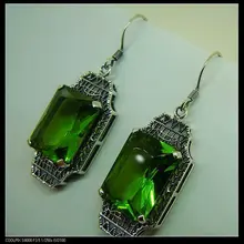 Новинка года, стильные серебряные серьги в старинном перидот