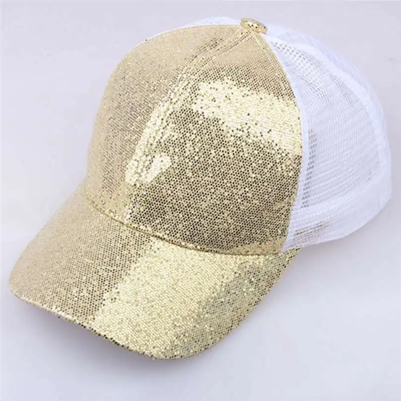 New Fashion Unisex Women Casual Daily Ponytail Baseball Cap Sequins Shiny Messy Bun Snapback Hat Sun Classics Caps #4F03 (30)
