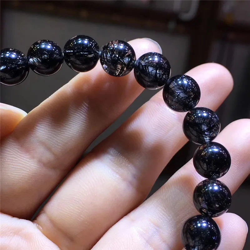 Natural Black Hair Rutilated Quartz Stone Bracelet (2)