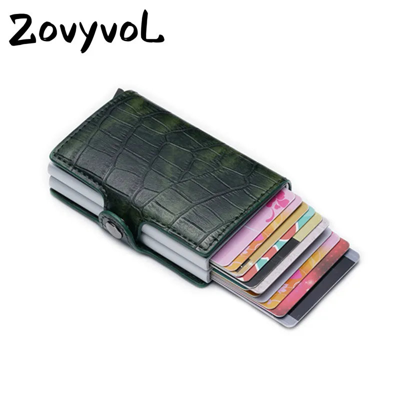 

ZOVYVOL 2019 Function PU Leather Card Case New Men Wallet Credit Card Holder Visiting Aluminum Double Boxes Card Wallet women