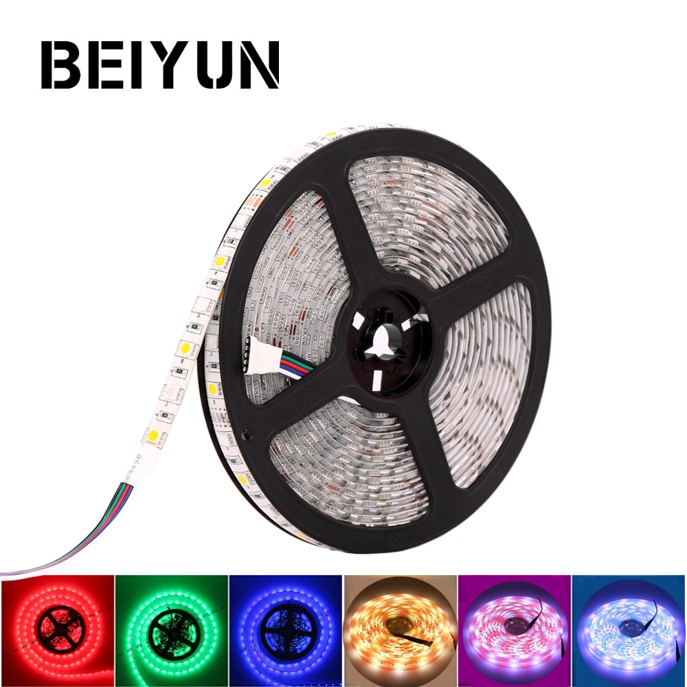 

BEIYUN SMD 5050 RGB LED Strip Waterproof 5M 300LED DC 12V RGBW RGBWW Fita LED Light Strips Flexible Neon Tape Luz Monochrome