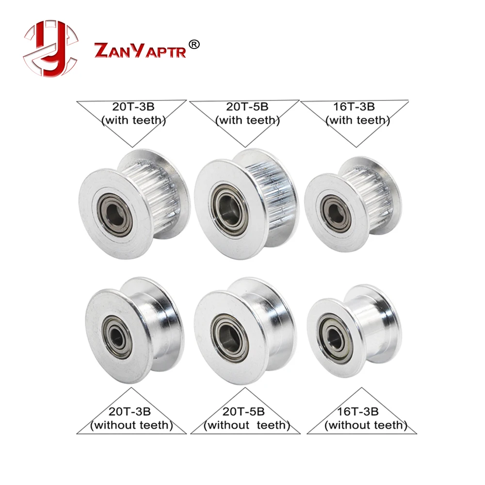 

10Pcs GT2 Pulley 20 & 16 With Teeth or Without Teeth Pulley Timing Gear Bore 5MM & 3MM For GT2 belt Width 6MM For 3D Printer