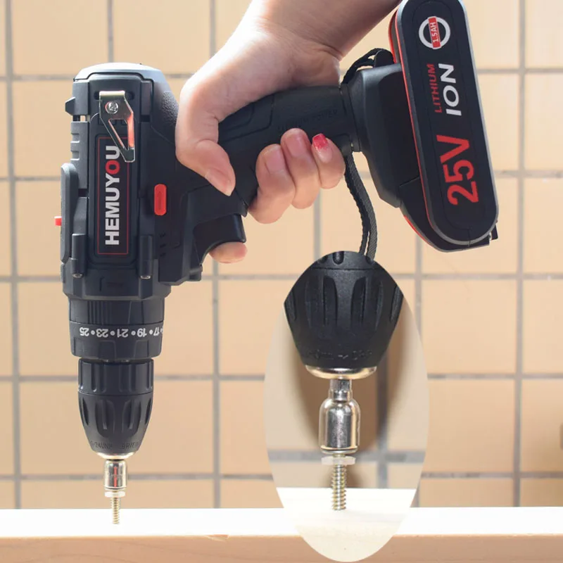 25V Electric Screwdriver Lithium Battery Cordless Electric Drill Rechargeable Multi-function Power Tools 2-Speed 25V Electric Screwdriver Lithium Battery Cordless Electric Drill Rechargeable Multi-function Power Tools 2-Speed