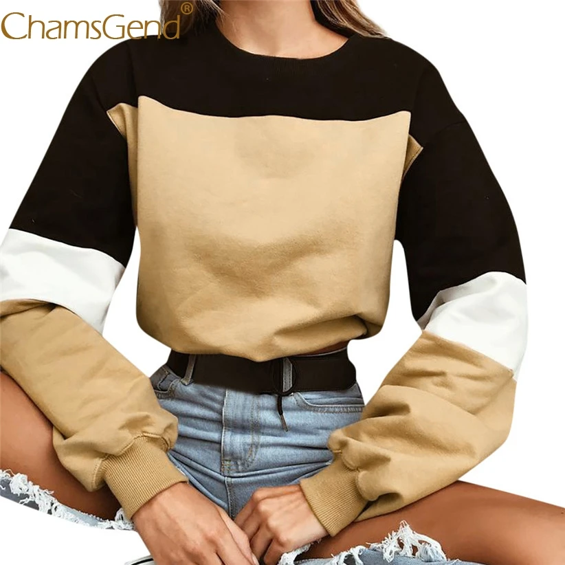 

Free Shipping Sweatshirt Fashion Women Striped Patchwork Crop Top Women Autumn Winter Coat Newly Design Women Shirts 80808