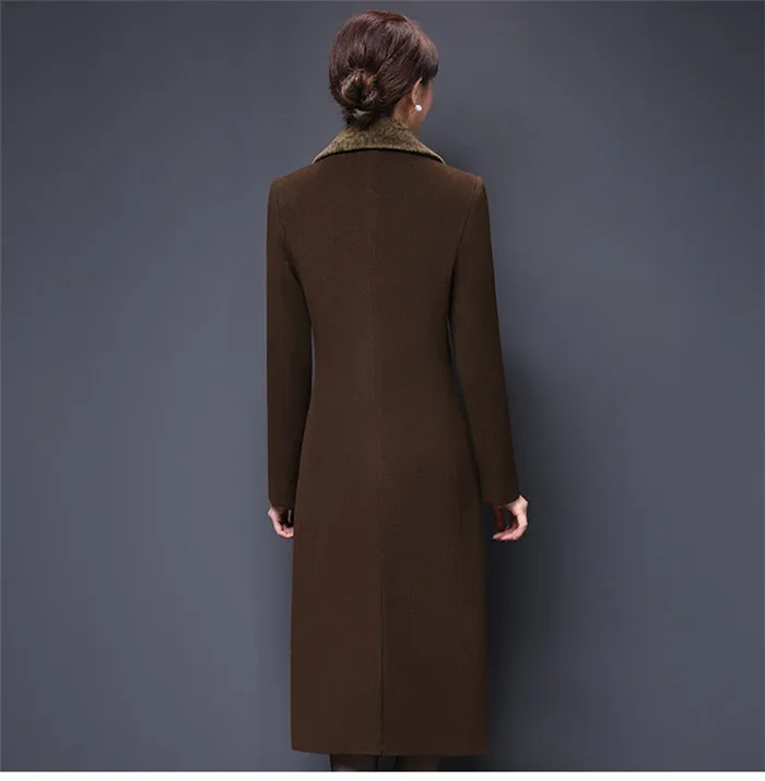 Осеннее Женское шерстяное пальто Новинка большой размер 5XL шерстяная куртка Женская длинная однотонная плотная элегантная кашемировая верхняя одежда теплые пальто