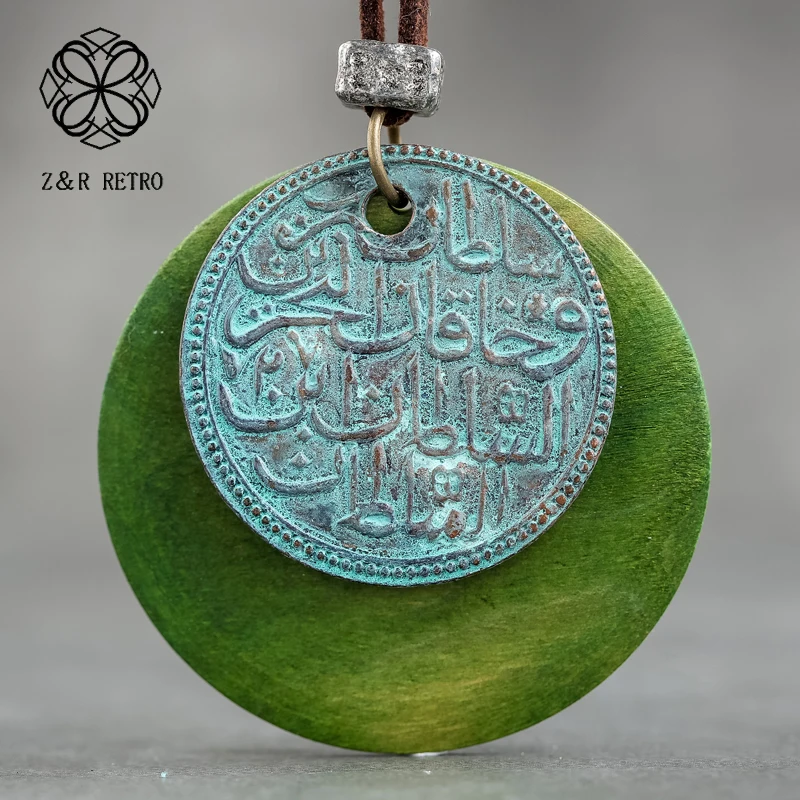 

Round Ethnic Necklace Long Rope Pendant Wood Sweater Chain Women Accessories Collier Femme 2018 Wooden Jewelry 5*6cm