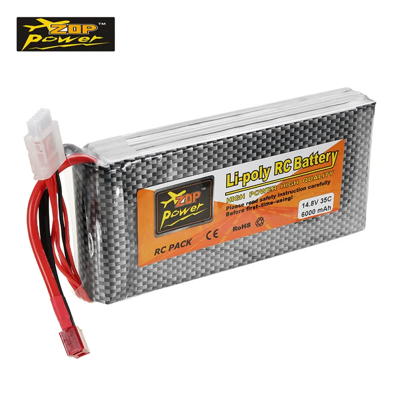 

ZOP Power 14.8V 6000mah 35C 4S Lipo Battery T Plug Rechargerble for RC Car RC Airplane Quadcopter Parts Accs