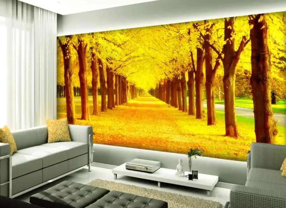 

Golden Autumn Gold Floor Gold TV TV Living Room Background Wall modern living room wallpapers