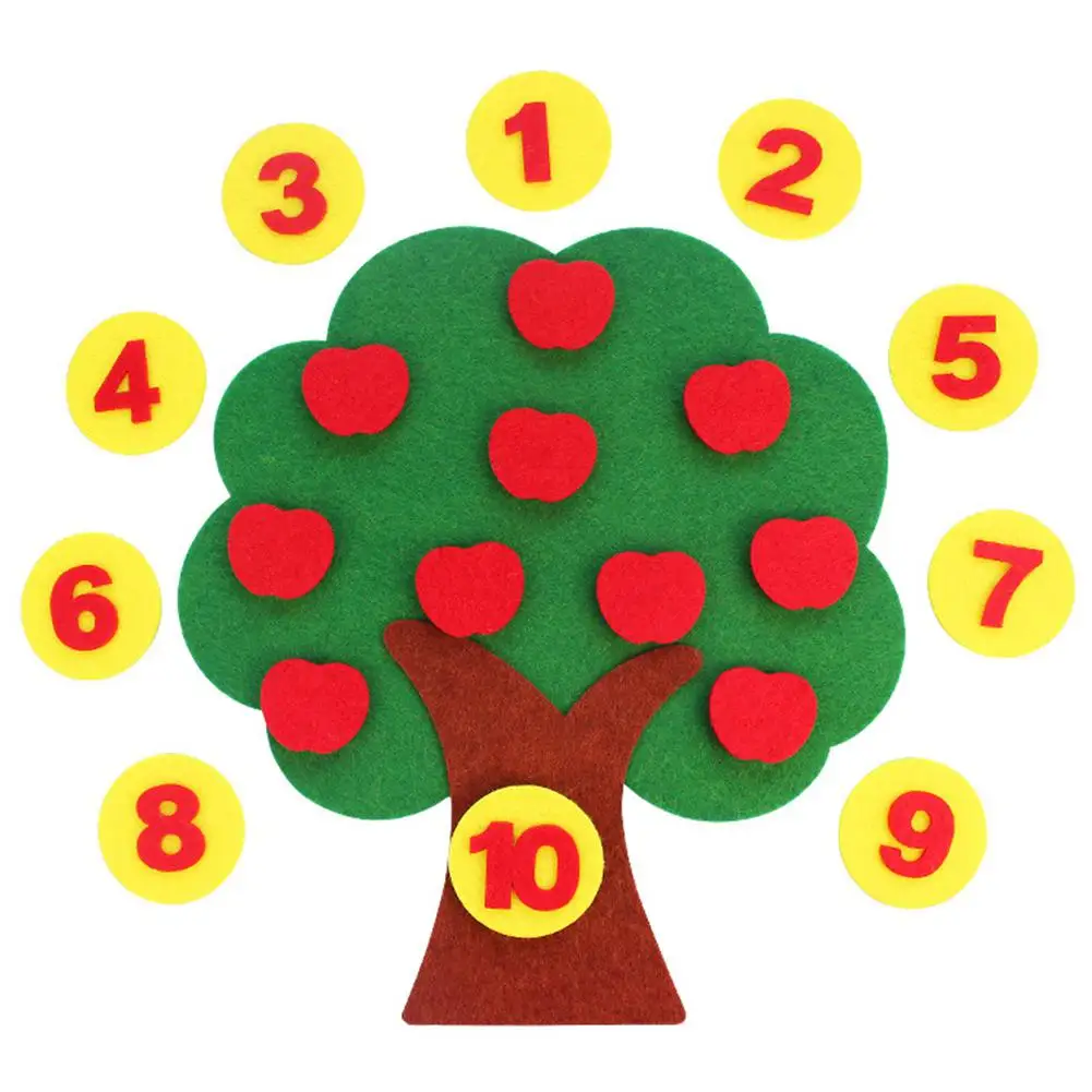 

Baby Toy DIY Felt Handmade Digital Pairing Tree Learn Identify Number Pack Felt Tree Craft Toys