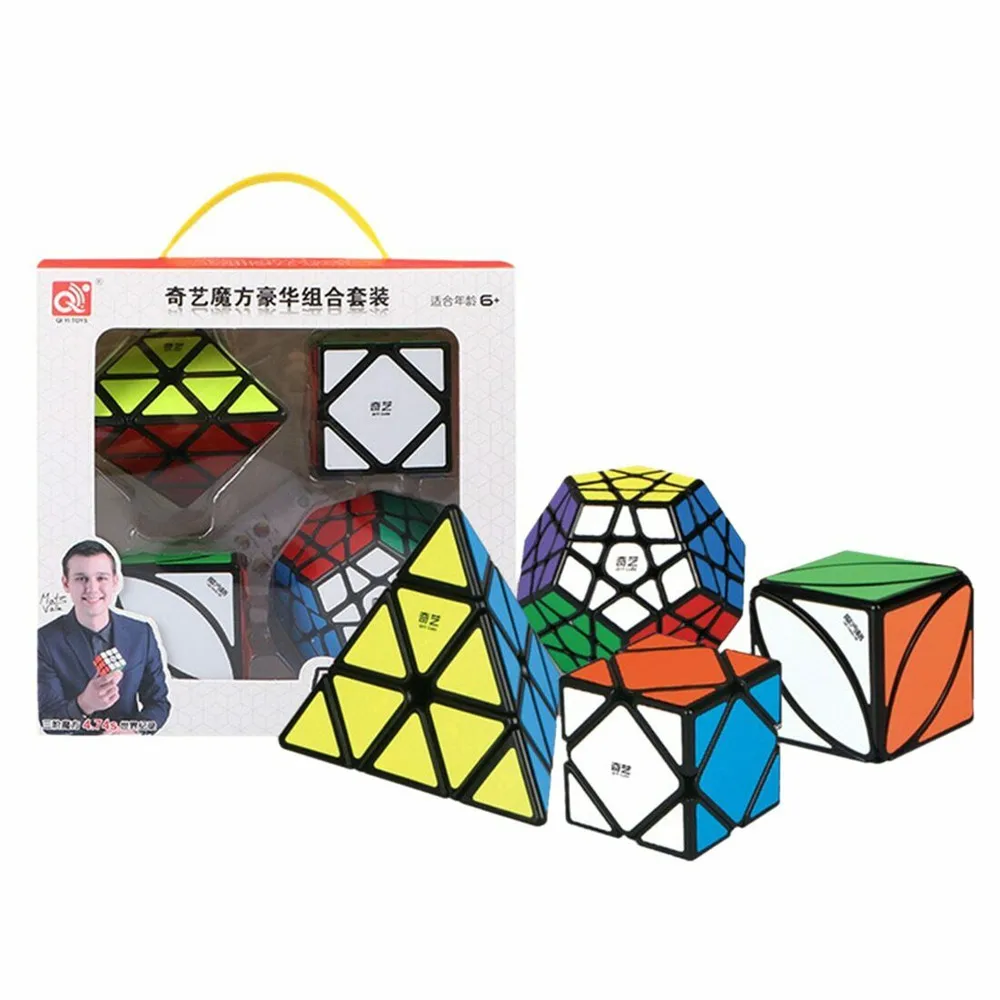 

QIYI Pyramid Skew Maple leaves Megaminx Suit Set Gift box Magic Cube Fast Ultra-Smooth Speed Puzzle Cube Kids Toys Gift