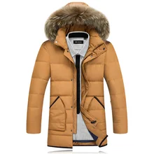 2017 winter men’s new feather cotton parka fashion big fur collar thickening casual cotton jacket men’s hooded coat outwear