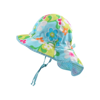 

Floral Print Baby Sun Hat Infant Toddler Girls Summer UV Protection Cap with Wide Brim and Neck Guard Ultra-Thin Breathable Cool